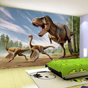 dinozor fotoğrafları toptan satış-Özel Fotoğraf Mural Duvar Kağıdı D Stereo Dinozor Arka Plan Boyama Oturma Odası TV Çocuk Yatak Odası Süslemeleri