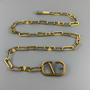 womens chain belts toptan satış-Bayan Tasarımcılar Zincirler Kemerler Moda Lüks Tasarımcı Bağlantı Kemer Kadınlar Için Mektup V Toka Bel Zinciri Vintage Altın Kemer Bronz Kuşak