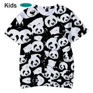 sevimli erkek gömlekleri toptan satış-HARAJUKU Gömlek Sevimli D Baskı Hayvan Panda Kids T Yaz Erkek Kız Kısa Kollu Dans Erkekler T Shirt