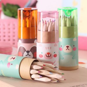 cute paints venda por atacado-Lápis de papelaria criativa coreana bonito mini urso cor pequena pintura cor cor