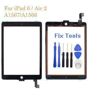 100 tested panels For iPad Air touch A1567 A1566 screen glass with flex cable Free Tools with adhesive