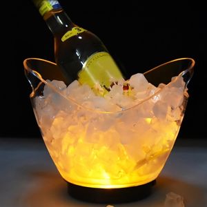 glaseiseneimer großhandel-Transparente bunte LED Licht Gradienten Eis Eimer Barwein Trog Wasser Unterhaltungs Standhalter Glas Weinflasche