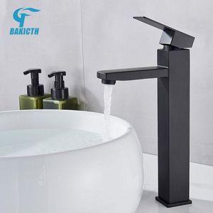 Badrum Sink Kranar Bakicth Black Square Caucet Enkelthandtag Basin Tvätt Tap Toalettdäck monterad
