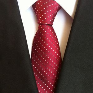cravate blanche formelle achat en gros de Cravate de soie de mode classique Fond rouge Solide Point Blanc Crêche à rayures pour homme Business Party Mariage Formel cm Hommes Hommes Numb