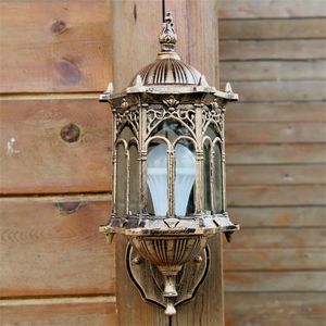Antique Exterior Ściana Światła Oprawa Aluminiowa Szklana Latarnia Outdoor Garden Lampa V2