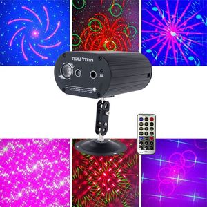 Mini Laser Lighting Wzory Strona główna LED Disco Light Professional DJ Etap Otwory Laser Projektor Lights Music Control Party Light
