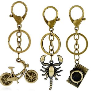 ingrosso chiave dello scorpione-Portachiavi Vintage Retro Fashion Metal Keychain Bronze Bike Scorpion Camera Pendente per Borsa Auto Anello Bicicletta Catena per bicicletta Punk Accessory regalo