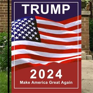 2024 Trump Allmänna Val Banner Flaggor Presidential Amerikanska kampanjen för trädgårdsflagg Gör Amerika bra igen Banderoller cm RRD11100