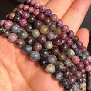 Naturlig pärla Rubys Sapphires Stone Bead Round Loose Spacer Pärlor för smycken gör handgjorda DIY Halsband Armband mm inch