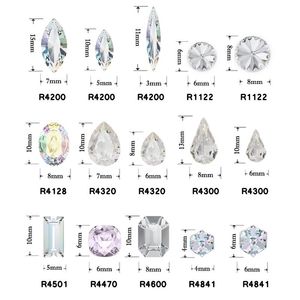 Wholesale glass rivoli resale online - 10pcs Navette cube Rivoli Drop Square D Nail Art Decorations Crystal Glass Jewelry Diamond DIY Beauty Rhinestones For Nails
