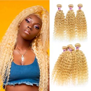 siyah kadınlar için sarışın saç uzantıları toptan satış-Namibeauty Sarışın Renk Brezilyalı Bakire Saç Derin Dalga Parça Siyah Kadınlar için Remy İnsan Saç Uzantıları