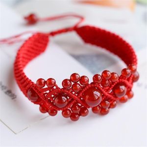 bracelets de pierre rouge achat en gros de Bracelet bracelet fabriqué à la main bricolage rouge agailles perles bracelets pierre naturelle pour femmes cadeau Durée réglable