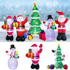 Juldekorationer Santa Claus LED Lysande Julgran Uppblåsbara Hem Trädgård Snögubbe Modell Xmas Ornaments W