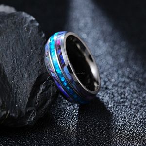 erkekler için siyah opal yüzük toptan satış-Siyah Tungsten Karbür Yüzük Band Parmak İmitasyon Opal Yüzükler Kadın Erkek Moda Takı Will ve Sandy