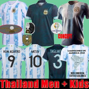Spelare fans version Argentina Fotboll Jersey Copa America Hem Fotbollströjor Messi Dybala Lo Celso National Team Maradona Men Kids Kit Uniforms