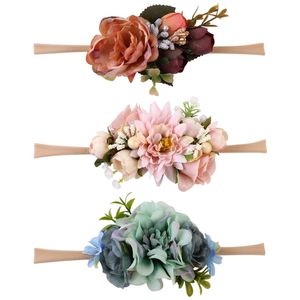 aşk kafa toptan satış-Saç Aksesuarları Güzel Bebek Bandı Sahte Çiçek Naylon Bantlar Çocuklar Için Yapay Çiçek Elastik Kafa Bantları Şapkalar Y2