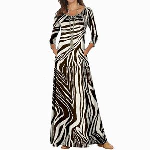ingrosso abito colline
-Neck Round Manica Lunga Dress Hill Pattern Stampa digitale Summer Donne Abbigliamento da grandi dimensioni