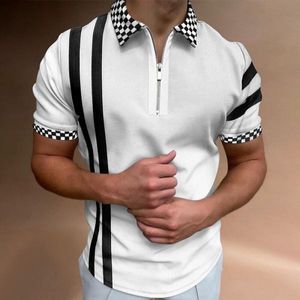 Simperess Pattern Men s Rits Polo Shirt Hoge kwaliteit Comfortabele Ademende Modieuze Cool Daily Travel Work Party
