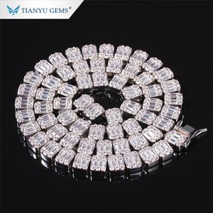 collier chaîne en or taille diamant achat en gros de Tianyu Hip Hop Bijoux Baguette Couper Diamond Cukink Hommes Collier d or de tennis Bling Bling Bling