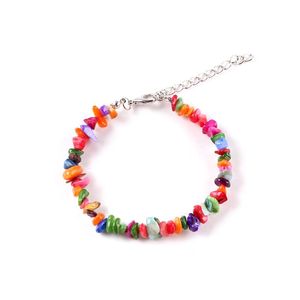 beach necklace beads toptan satış-Boncuklu teller bilezik kolye doğal taş plaj rüzgar ezilmiş ay renkli kabuklu deniz ürünleri kabuk zinciri doğum günü hediyesi bh