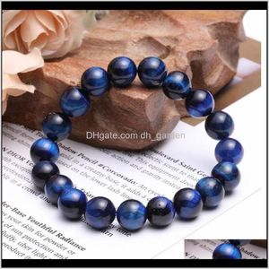 Beaded Strands Armbanden Drop Levering mm Natuurlijke blauwe Tijgers Eye Stone String Semi Precious Beads Hand Sieraden Mens Mode Armband