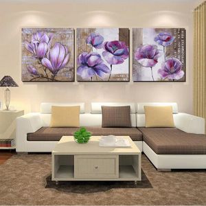 Wholesale panel art resale online - Paintings Panel Purple Flowers Posters Wall Art Canvas Pictures Home Decor Modern Accessories Living Room Bedroom Decoration