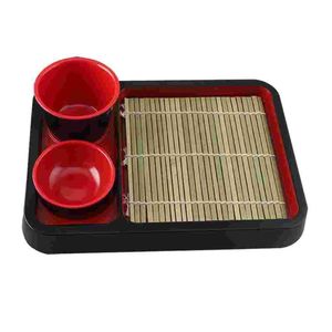 ingrosso tappetino di sushi giapponese-Ciotole set piastra di sushi stile giapponese squisita cucina con stuoia di bambù
