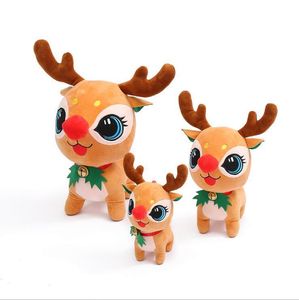 Christmas Decoration Cartoon Deer Plush Elk Stuff Doll Xmas Toy Cute Home Decor Gift Ornament With Bell