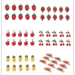 10 stks set Emaille Fruit Cherry Watermeloen Aardbei Legering Charms Hanger DIY Craft Findings Sieraden Maken Accessoires