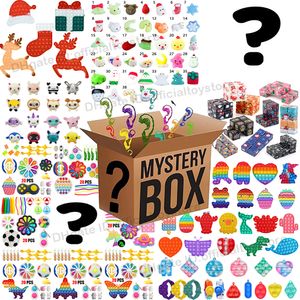 caja de estrés al por mayor-30 unids Christmas Fidget Toy Mystery Box Sorpresa Push Bubble Relieve Estrés Autismo Autismo Necesidades especiales Regalos sensoriales para niños