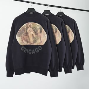 Men s Hoodies Sweatshirts Mens Designer Is King Three Gods Oil Painting Round Neck Sweater High Street Loose Plus Velvet