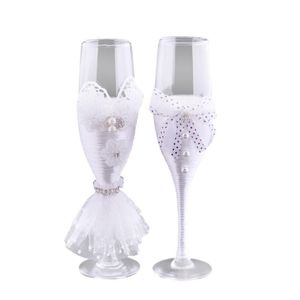 weinglas-set von 2 geschenk großhandel-Weingläser Braut und Bräutigam Champagnerglas Räuschen Glas Brautdusche Geschenke Set von Y5JC