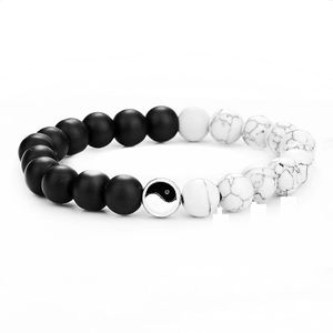Yin yang kralen armbanden strengen voor mannen gelukkige paar armband vrouwen zwart wit onyx stenen kralen pulsera armband sieraden