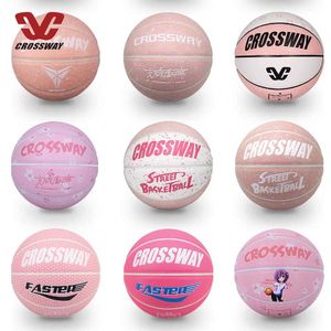 女の子スポーツボールのためのピンクバスケットボールチェリーシリーズ女性素敵なバスケットボール屋外のハイバウンス背中サイズ7驚くべき贈り物
