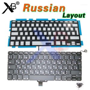 teclado a1278 venda por atacado-Para Pro A1278 RU Russo Keyboard Backlight Backlit parafusos de teclado anos11