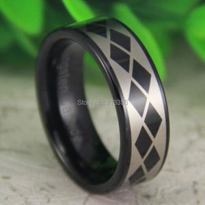 Trouwringen VS VK Canada Rusland Brazilië Selling mm Shiny Black Pipe Bridal Pattern Mens Fashion Tungsten Ring