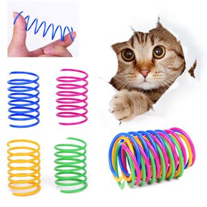 4 Sztuk Kotek Zabawki Kolorowe Plastikowe Spring Cat Zabawki Odbijające Cewki Spiral Springs Toy Pet Supplies W