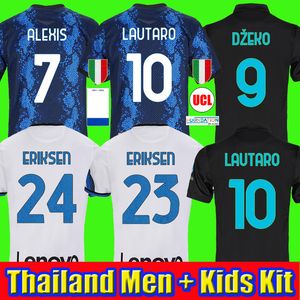 kits à distance achat en gros de maillot de football Inter Milan VIDAL ERIKSEN LUKAKU LAUTARO ALEXIS SKRINIAR BARELLA maillots de football uniformes hommes kit enfants
