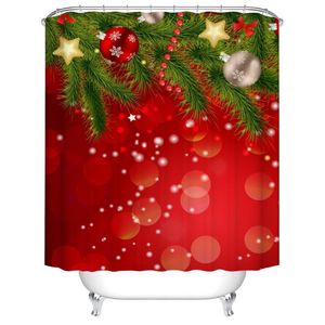 Jul serie dusch gardin tallgren röd boll bad tillbehör med krokar vattentäta tyg badrum xmas dekoration gardiner