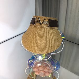 gewebtes visier großhandel-Männer Frauen Mützen Sommer Visor Brief Gedruckt Gewebt Stroh Designer Farben Top Qualität Stirnband Hüte