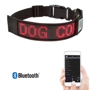 flash programmer toptan satış-Şarj Edilebilir Kaydırma Metin Programlanabilir LED Işık Yukarı Köpek Yaka Flaş Leopar Yaka Yavru Gece Güvenlik Evcil Hayvan Görünür Kalan