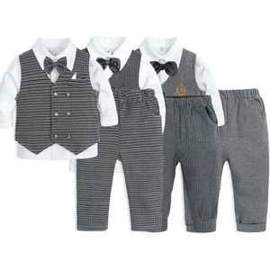 Kleding sets essentiële gentleman baby boy kleding vest lange mouwen shirt broek baby outfit kinder pak voor geboren stks