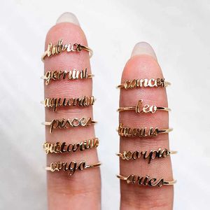 Wholesale thin gold band rings for sale - Group buy Minimalist Thin Open Gold Star Signs Band Ring Constellation Birthday Friendship Jewelry Gift Personality Custom Zodiac Rings for Women