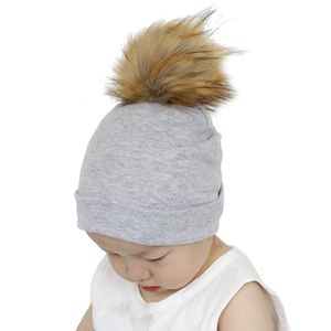 Wholesale baby raccoons for sale - Group buy Double Cotton Children s Cap Raccoon Dog Hair Ball Baby UY2C722