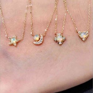 Świetna biżuteria Sterling Sier Gold Plating Small Opal Wisiorek Naszyjnik dla kobiet
