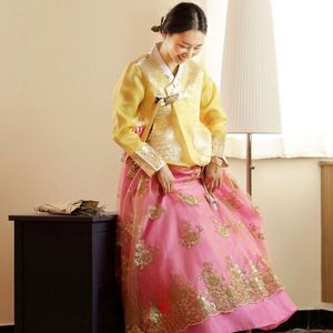 Wholesale royal brides wedding dresses resale online - Ethnic Clothing Royal Modern Hanbok Dress Korean Tradtional Bride Wedding Party Event Acting Performance Costume