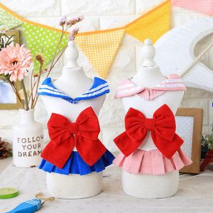 Wholesale chihuahua dresses resale online - Cat Costumes Bow Dog Clothes Cotton Dress Shirt Student Clothing For Dogs PET Small Cats Chihuahua Yorkies Puppy