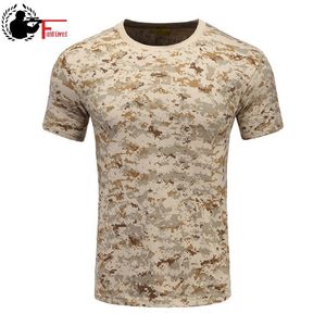 軍の迷彩服通気性戦闘Tシャツの男性夏半袖Tシャツ軍迷彩兵士男性ティーTシャツ210518