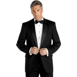 черная свадьба оптовых-На заказ костюм мужские смокинг для свадебных костюмов Groom Black мужская носить два частя