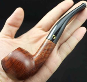 Handmade Nature Solid Red Wood Bent Type Smoking Round RoseWood Tobacco Wooden Pipe pc mm Filter Pouch Holder S